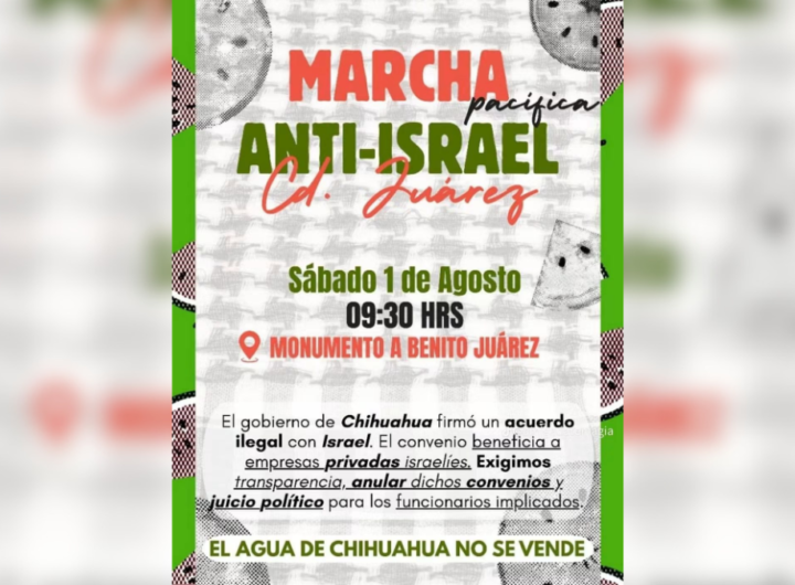Marcha contra convenio JCAS-Israel en Ciudad Juárez