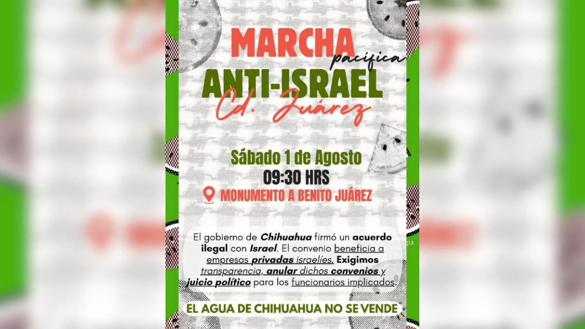 Marcha contra convenio JCAS-Israel en Ciudad Juárez